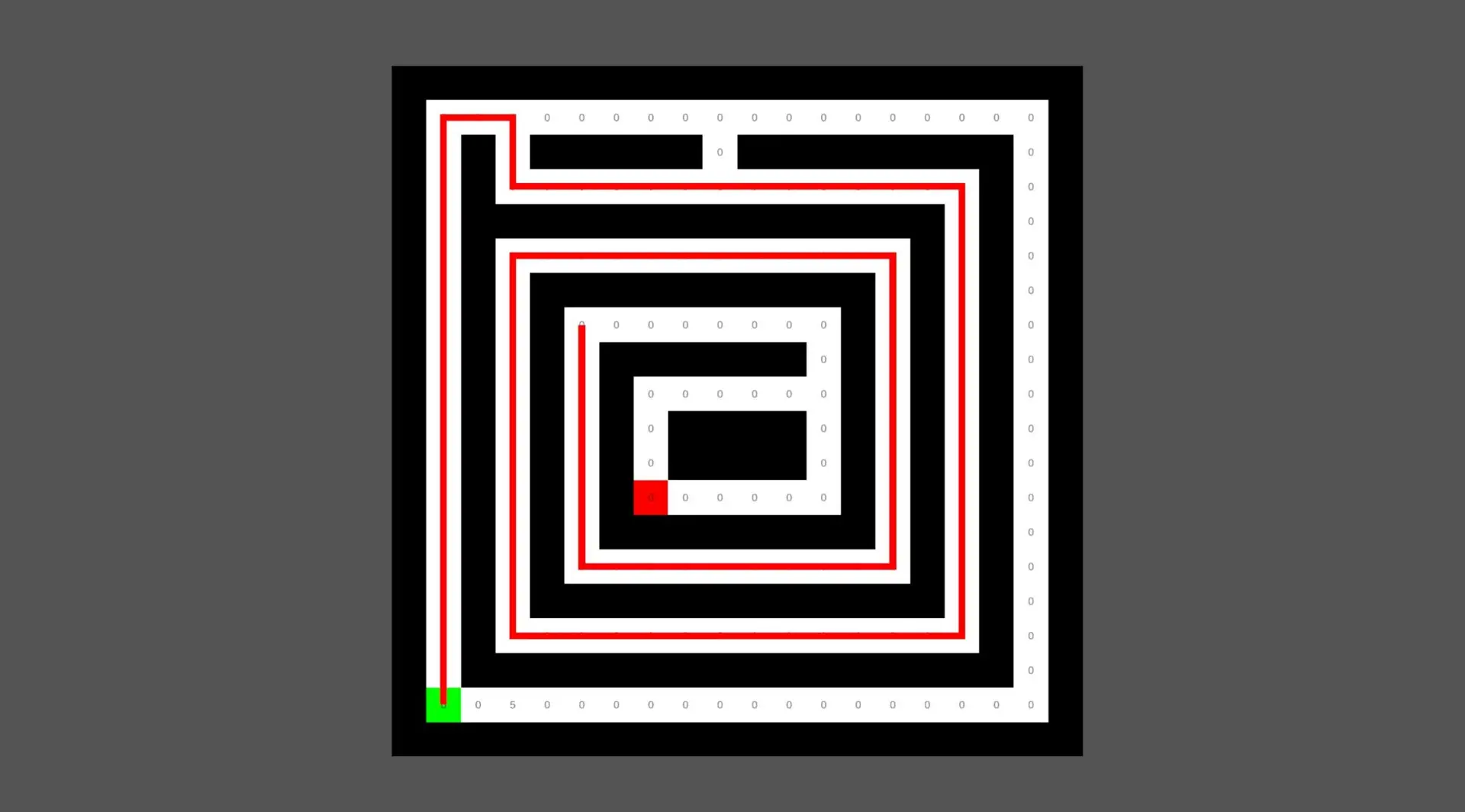 Interactive A* pathfinding grid simulation with dynamically updated red path connecting the green start tile to the red destination.