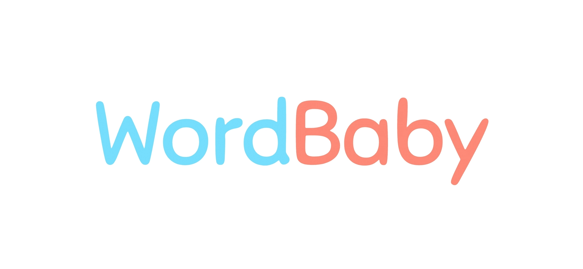 WordBaby logo with playful blue and red typography, representing the kid-friendly educational app for toddlers.